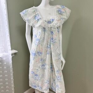 Vintage 80s‎ Take Nine Pastel Floral Nightgown Dress